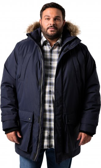 Men Plus Parka With Fur Hood Navy - Jassen - Grote Maten Herenjassen