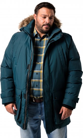 Men Plus Parka With Fur Hood Dark Green - Jassen - Grote Maten Herenjassen