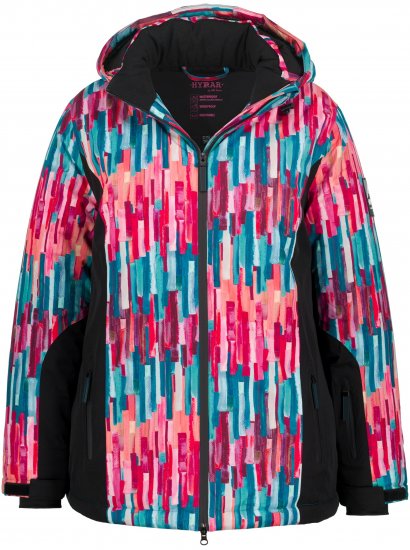 Ulla Popken HYPRAR Graphic Stripe Fully Lined Ski Jacket Teal - Jassen - 