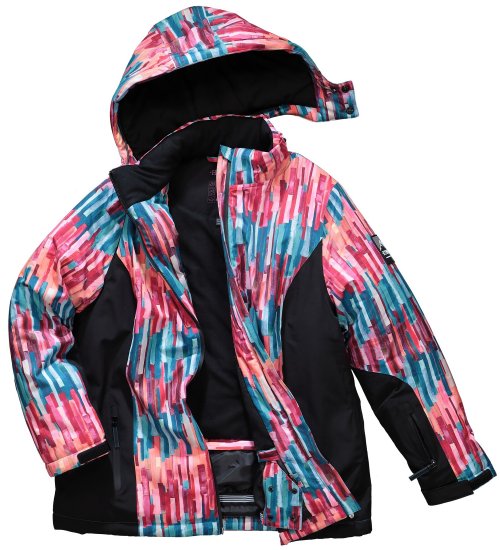 Ulla Popken HYPRAR Graphic Stripe Fully Lined Ski Jacket Teal - Jassen - 