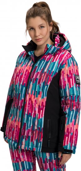 Ulla Popken HYPRAR Graphic Stripe Fully Lined Ski Jacket Teal - Jassen - 