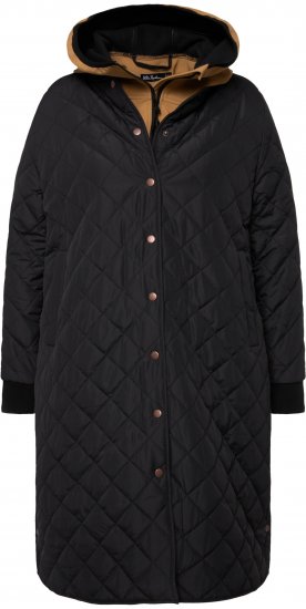 Ulla Popken 2-in-1 Quilted Fleece Lined Coat Black - Jassen - 