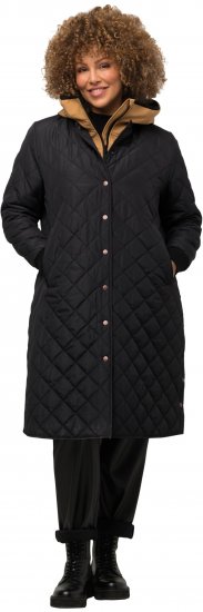 Ulla Popken 2-in-1 Quilted Fleece Lined Coat Black - Jassen - 