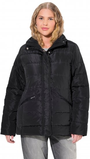 Ulla Popken Quilted Puffer Coat Black - Jassen - 