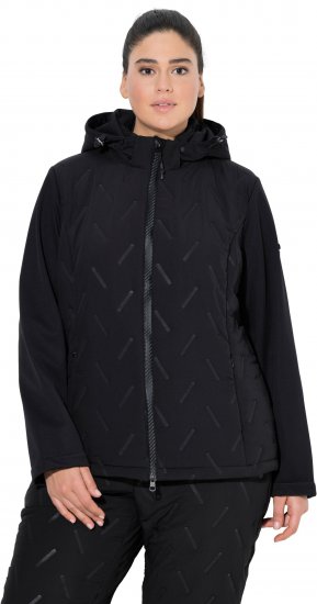 Ulla Popken Triple Function Laser Quilted Softshell Jacket Black - Jassen - 