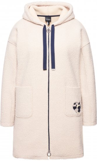 Ulla Popken Oversized Teddy Plush Heart Detail Jacket Pebble Grey - Jassen - 