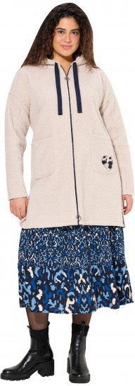 Ulla Popken Oversized Teddy Plush Heart Detail Jacket Pebble Grey - Jassen - 