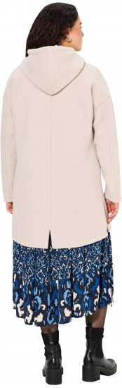 Ulla Popken Oversized Teddy Plush Heart Detail Jacket Pebble Grey - Jassen - 