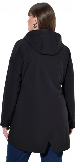 Ulla Popken Hyprar Soft Shell Water Repellent Hooded Jacket Black - Jassen - 