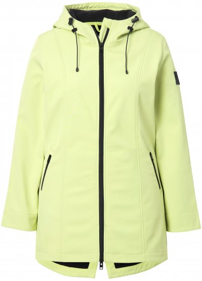 Ulla Popken Hyprar Soft Shell Water Repellent Hooded Jacket Lime Green - Jassen - 