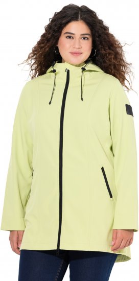 Ulla Popken Hyprar Soft Shell Water Repellent Hooded Jacket Lime Green - Jassen - 