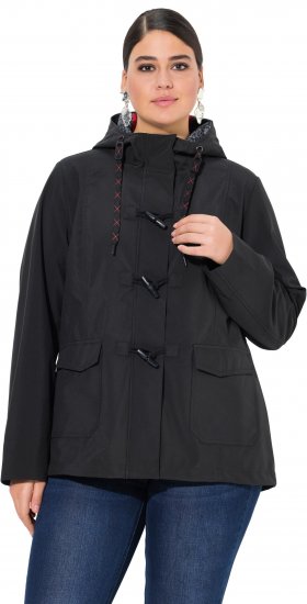 Ulla Popken HYPRAR Toggle Button Microfleece Lined Jacket Black - Jassen - 