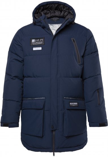 JAY-PI Warm Quilted Parka Dual Function, Wind and Water Repellant Navy - Jassen - Grote Maten Herenjassen