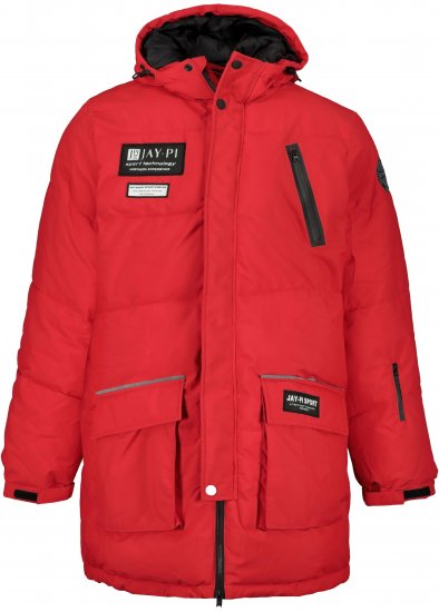 JAY-PI Warm Quilted Parka Dual Function Windproof and Water Repellent Red - Jassen - Grote Maten Herenjassen