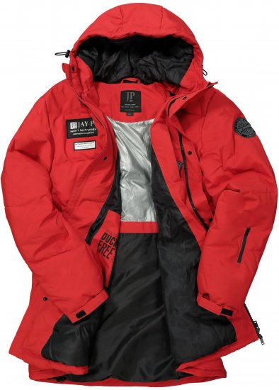 JAY-PI Warm Quilted Parka Dual Function Windproof and Water Repellent Red - Jassen - Grote Maten Herenjassen
