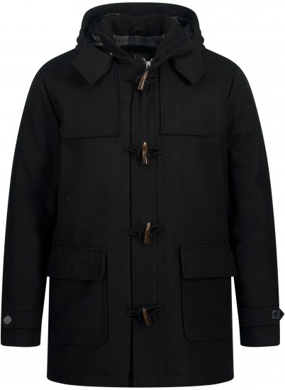 JP1880 Dufflecoat Water-repellent Black - Jassen - Grote Maten Herenjassen