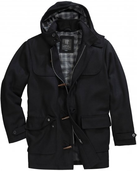 JP1880 Dufflecoat Water-repellent Black - Jassen - Grote Maten Herenjassen
