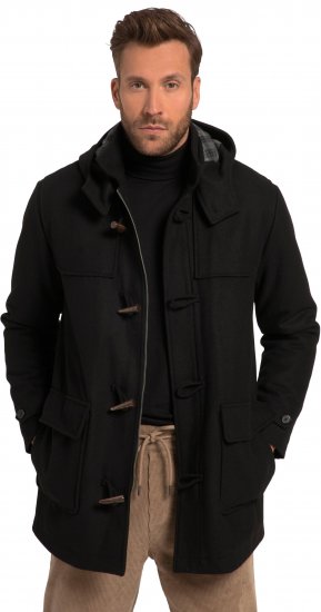JP1880 Dufflecoat Water-repellent Black - Jassen - Grote Maten Herenjassen