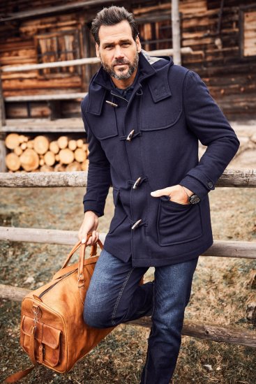 JP1880 Duffle Coat Water Repellent with Detachable Hood Navy - Jassen - Grote Maten Herenjassen