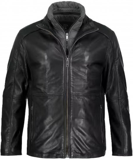 JP1880 Jacket Nappa Lamb Leather Black - Jassen - Grote Maten Herenjassen