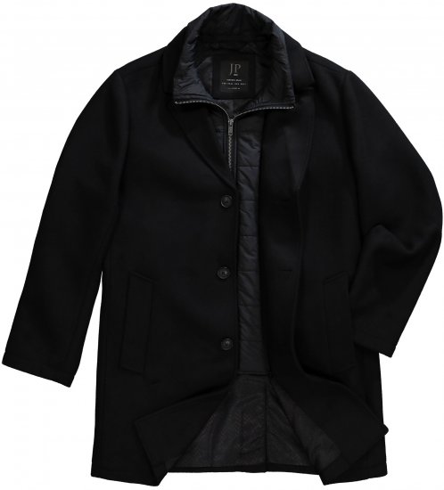 JP1880 Coat Wool Blend Quilted Black - Jassen - Grote Maten Herenjassen