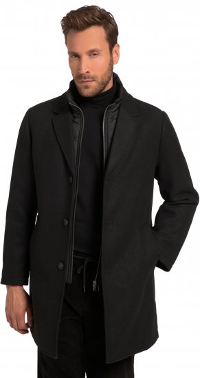 JP1880 Coat Wool Blend Quilted Black - Jassen - Grote Maten Herenjassen