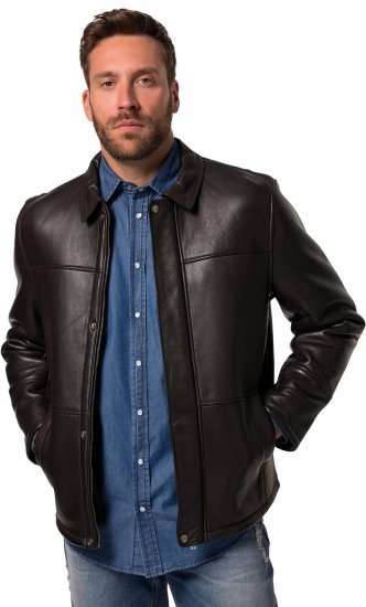 JP1880 Leather Jacket Soft Lamb Nappa Dark Brown - Jassen - Grote Maten Herenjassen