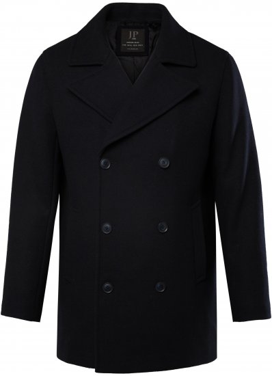 JP1880 Caban Short Double-breasted Overcoat Navy - Jassen - Grote Maten Herenjassen