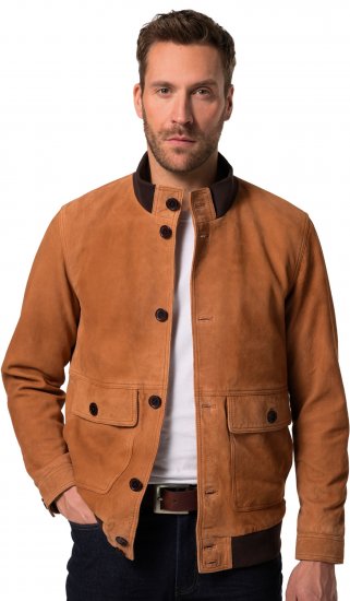 JP1880 Jacket Leather Lamb Nappa Brown - Jassen - Grote Maten Herenjassen