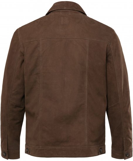 JP1880 Leather Jacket Nubuck Shirt Collar Brown - Jassen - Grote Maten Herenjassen