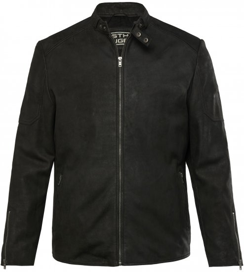 STHUGE Leather Biker Jacket Lamb Nappa Leather Black - Jassen - Grote Maten Herenjassen