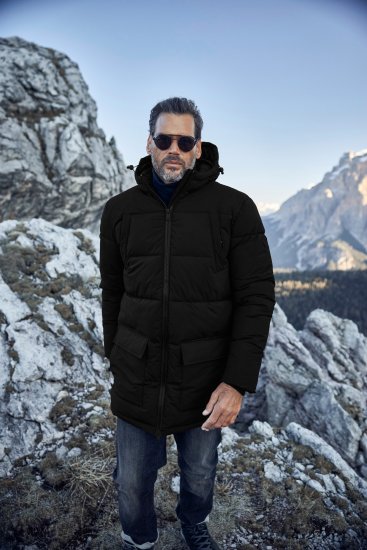 JP1880 Quilted Parka with Multiple Pockets Black - Jassen - Grote Maten Herenjassen