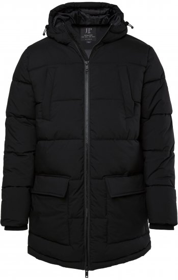 JP1880 Quilted Parka with Multiple Pockets Black - Jassen - Grote Maten Herenjassen