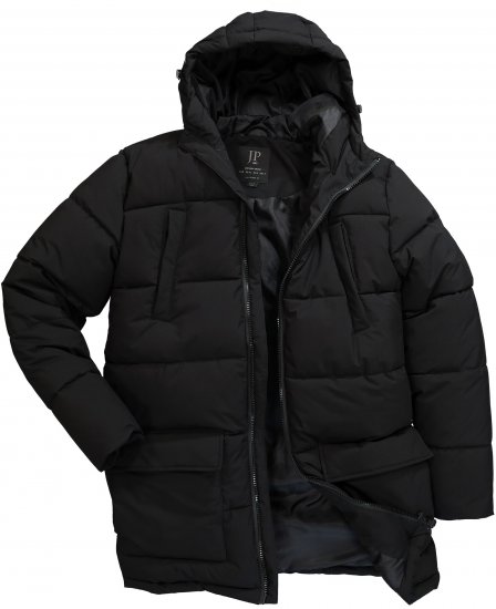 JP1880 Quilted Parka with Multiple Pockets Black - Jassen - Grote Maten Herenjassen