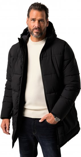 JP1880 Quilted Parka with Multiple Pockets Black - Jassen - Grote Maten Herenjassen