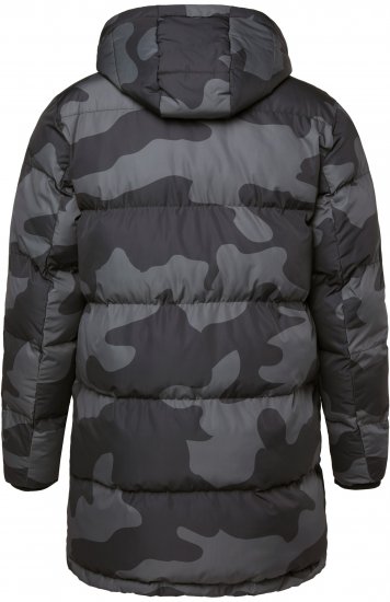 JP1880 Quilted Parka with Camouflage Drawstring Waist Black - Jassen - Grote Maten Herenjassen