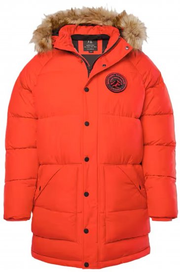 JP1880 Parka Quilted Faux Fur Hood Red - Jassen - Grote Maten Herenjassen