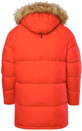 JP1880 Parka Quilted Faux Fur Hood Red - Jassen - Grote Maten Herenjassen