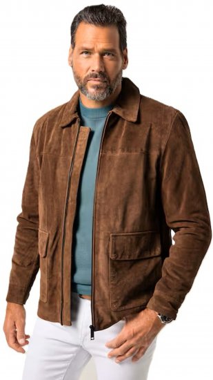JP1880 Leather Jacket Genuine Cowhide Brown - Jassen - Grote Maten Herenjassen