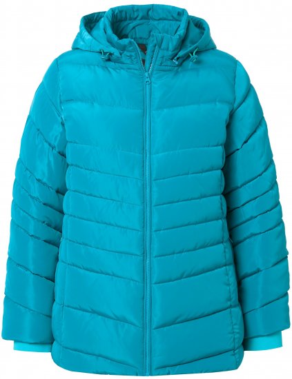 Ulla Popken Quilted Water Repellent Jacket Turquoise - Jassen - 