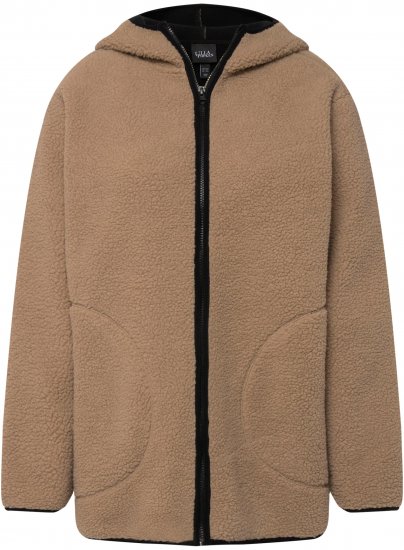 Ulla Popken Long Sleeve Hooded Teddy Jacket Putty - Jassen - 