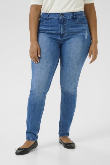 Kaffe Curve Laurina Jeans Washed/Destroyed Blue Denim - Jeans & Broeken in Grote Maten – Plus Size - 