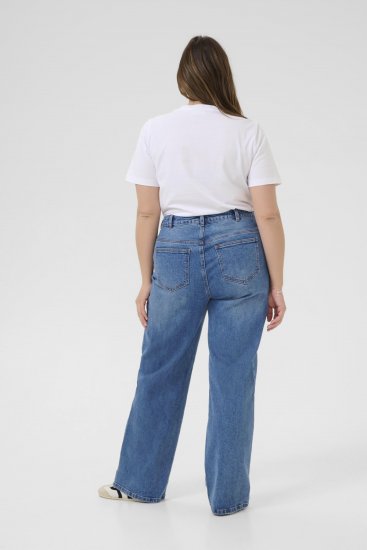 Kaffe Curve Leoana Wijde lange jeans Vintage blauw - Jeans & Broeken in Grote Maten – Plus Size - 
