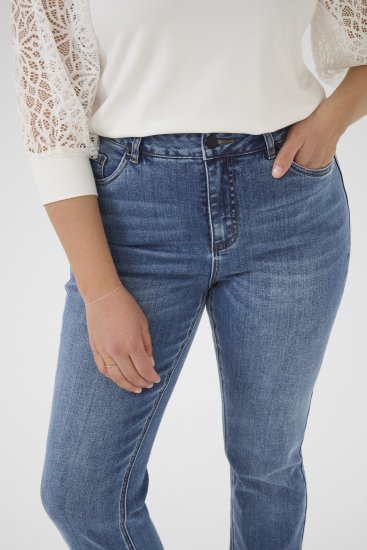 Kaffe Curve Dina Rechte jeans met normale lengte Blauw - Jeans & Broeken in Grote Maten – Plus Size - 