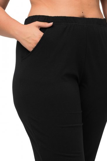 Ulla Popken Bootcut Elastic Waist Cotton French Terry Sport Pants Black - Stoffen broeken - Wijde stoffen broeken voor dames
