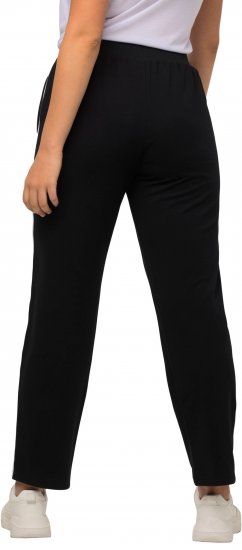 Ulla Popken Side Stripe Adjustable Drawstring Waist Joggers Black - Jeans & Broeken in Grote Maten – Plus Size - 