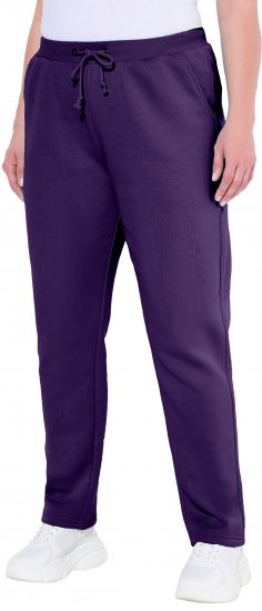 Ulla Popken Basic Drawstring Elastic Waist Cotton Blend Joggers Deep Violet - Jeans & Broeken in Grote Maten – Plus Size - 