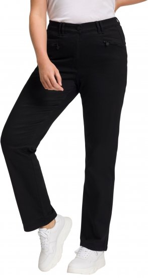 Ulla Popken Basic Mony Tapered Leg Stretch Pants Black - Jeans & Broeken in Grote Maten – Plus Size - 