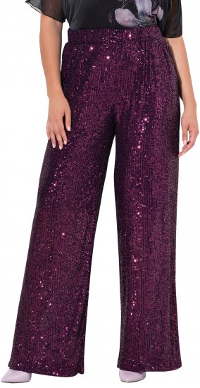 Ulla Popken Wide Leg Sequined Pants Mulberry - Jeans & Broeken in Grote Maten – Plus Size - 