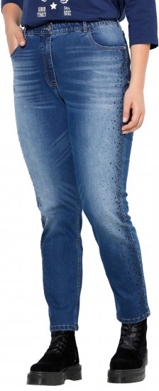Ulla Popken Rhinestone Detail Stretch Fit Jeans Denim Blue - Jeans & Broeken in Grote Maten – Plus Size - 